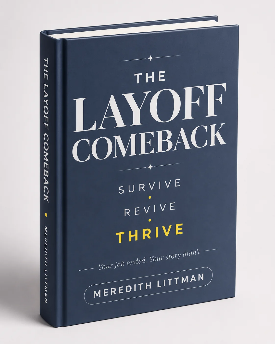 3D mockup of The Layoff Comeback book cover